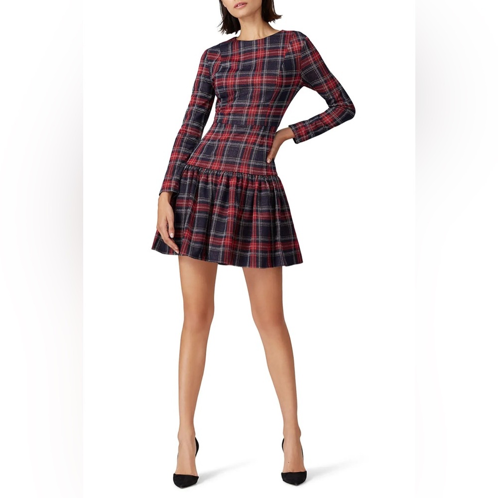 NWT Alexia Admor Plaid Drop Waist Mini Dress Sz. Large